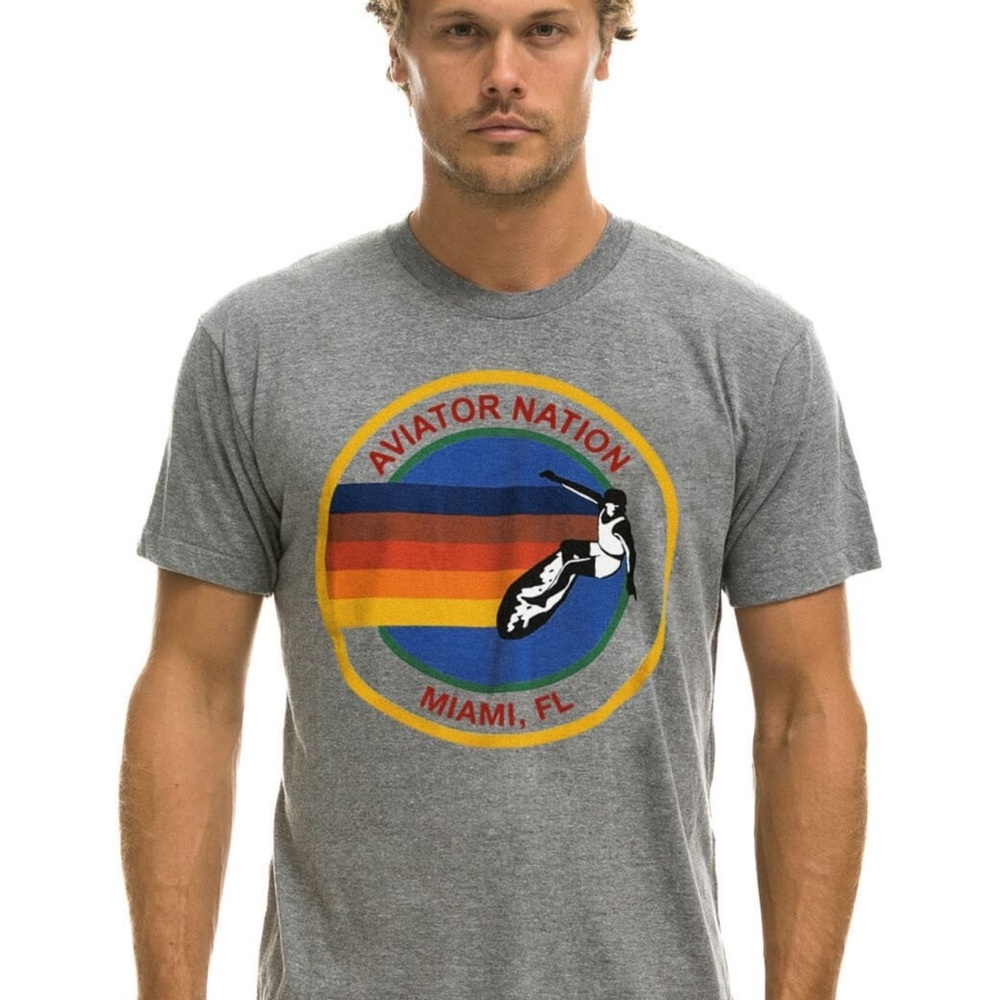 Aviator Nation Miami Tee - Heather Grey (unisex)